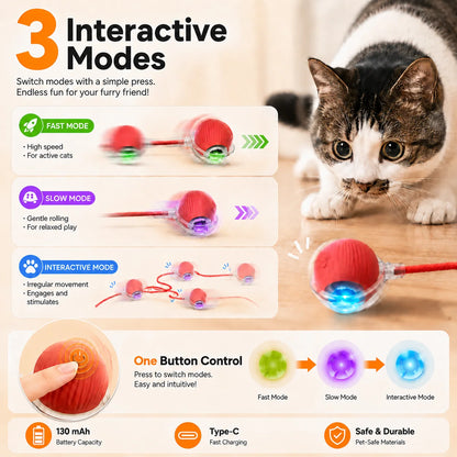 New Cat Interactive Ball Toy Automatic Rolling Cat Ball Rechargeable Smart Kitten Interactive Toy Intelligent Balls Toy for Cat