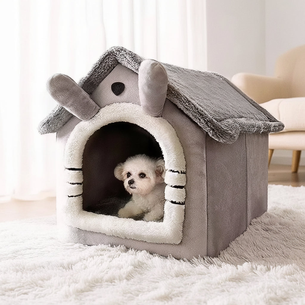 House Style Pet Bed for Small Dogs & Cats - All Season Removable Washable Dog House Winter Warm Teddy Bed Pet Supplies