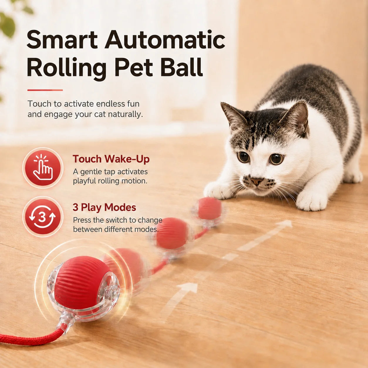 New Cat Interactive Ball Toy Automatic Rolling Cat Ball Rechargeable Smart Kitten Interactive Toy Intelligent Balls Toy for Cat